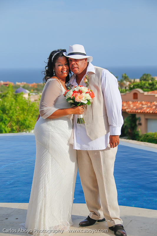 Vow renewal ceremony in a Los Cabos Mexico vacation rental