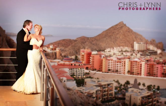 Couple at railing with view