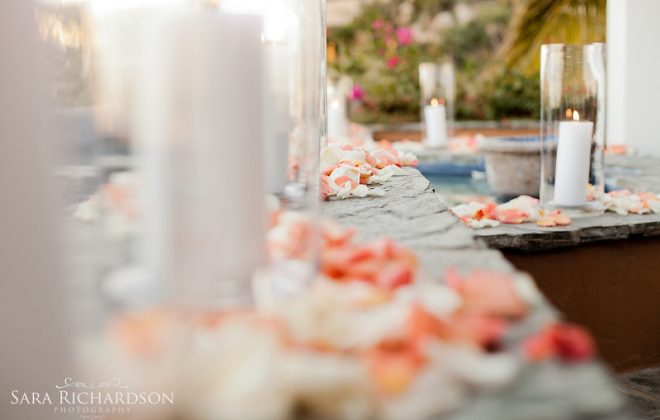 Table with petals and candles