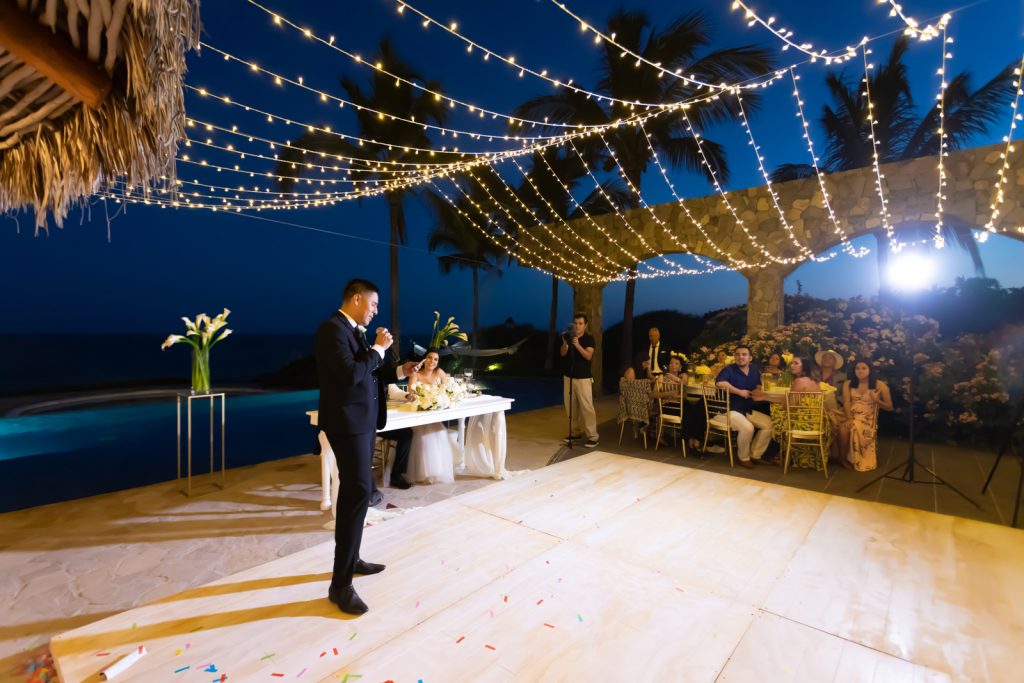 Luxury destination wedding in private vacation rental in Los Cabos Mexico