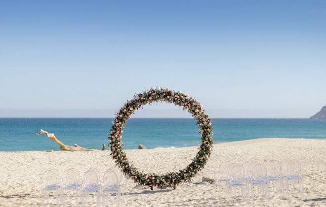 Luxury Destination Wedding on the Beach in Los Cabos Mexico at private Vacation Rental Villa las Rocas